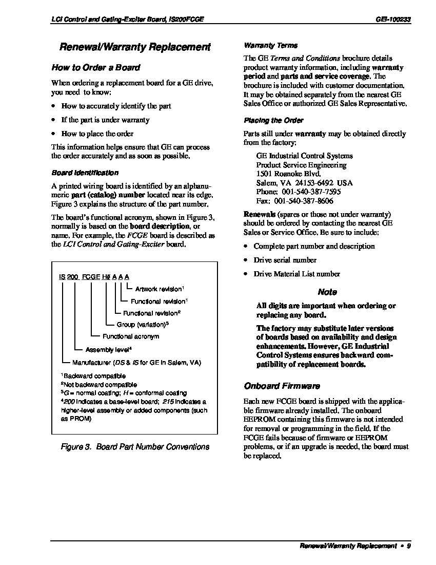 First Page Image of IS200FCGEH1ADA LCI Control and Gating-Exciter Board Warranty and Renewal.pdf